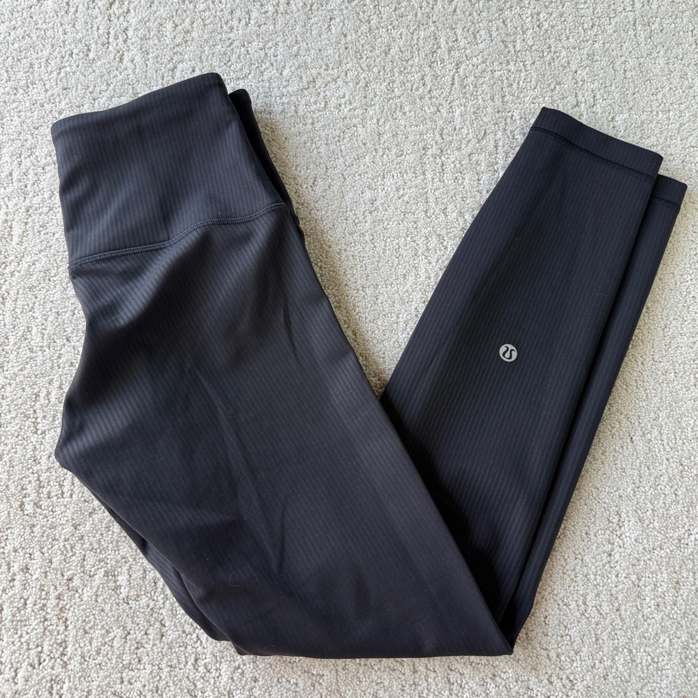 Lululemon Wunder Train Ribbed Tight Women 2 Black Everlux High Rise W5FY2S 25"